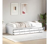 Bois 2 en 1 avec tiroirs Méridienne polyvalente Lit 90x190 cm Blanc | Lit de jour blanc avec tiroirs 90x190 cm canapé lit sans matelas rangement bois
