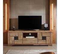 BOIS & CHIFFONS Meuble TV Acacia Maya - Bois sculpté bicolore