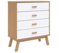 Bois Commode classique - Armoire à tiroirs - OLDEN blanc et marron bois de pin solide 76.5x39x90 cm CC180