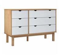 Bois Commode classique - Armoire OTTA - marron et blanc 111x43x73,5 cm bois de pin massif CC222