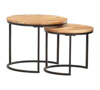 vidaXL Tables basses gigognes 3 pcs Bois de mangue massif et acier