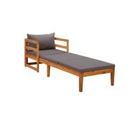 Bois d'Acacia Solide Chaise Longue avec Coussins Bain de Soleil de Patio Meuble de Terrasse Chaise Longue d'Extérieur Jardin Gris Foncé 316317