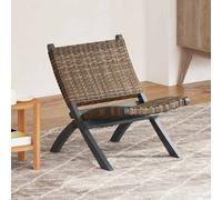 vidaXL Chaise de relaxation Gris Rotin naturel kubu et bois d'acajou
