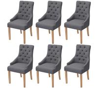 Bois de Chêne 6x Chaise de Salle à Manger Tissu Crème Chaise de Cuisine vidaXL