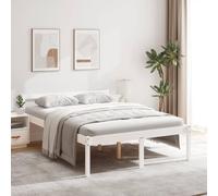 Bois de pin Massif adapté aux Personnes âgées Moderne 120x190 cm Blanc | Lit Personne Âgée sans Matelas 120x190 Blanc Bois Pin Massif Cadre Surélevé avec Tête de et Rangement Lit Complet pour