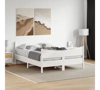 Bois de pin massif Avec tête de lit et pied de lit 140x190 cm Blanc | Cadre de lit bois pin massif blanc 140x190 cm sans matelas tete de pied fonctionnel