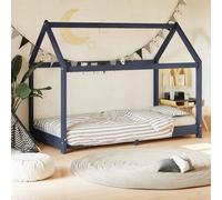 vidaXL Cadre de lit d'enfant gris en bois de pin massif 90 x 200 cm