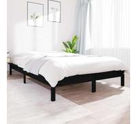 Bois de pin massif Design classique pour chambre Cadre 180x200 cm Noir | Cadre de lit en bois massif noir sans matelas sommier inclus literie moderne 140x190 chambre adulte industriel robuste