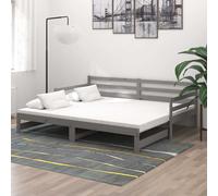 Bois de Pin Massif Lit Coulissant Gris 2x(90x200) cm Lit d'Invité vidaXL