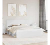 Bois de pin Massif Minimaliste Moderne 180 x 200 cm Blanc | Cadre de lit Blanc 180x200 cm Bois de pin massif avec tête de lit, sommier à lattes fixe, design moderne, robuste et facile à