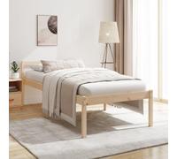 Bois de pin massif pour personnes âgées Simple 75x190 cm Brun | Lit pour personne âgée sans matelas 75x190 cm en pin massif avec hauteur 45 cm, cadre surélevé avec rangement, sommier à