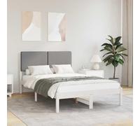 Bois de pin Massif rembourré Style Moderne Gris Clair 120x200 cm | Cadre de lit avec tête de lit rembourrée Gris clair en pin massif, sommier à lattes inclus, sans sommier nécessaire, élégant