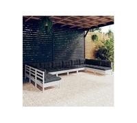 vidaXL Ensemble salon de jardin 10 pièces avec coussins blanc pin massif