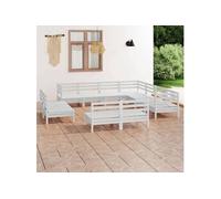 vidaXL Ensemble salon de jardin 11 pièces pin massif blanc