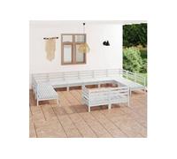 vidaXL Ensemble salon de jardin 12 pièces pin massif blanc