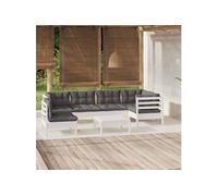 vidaXL Ensemble de salon de jardin 7 pièces avec coussins blanc pin