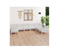 vidaXL Ensemble salon de jardin 8 pièces pin massif blanc