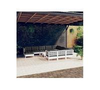 vidaXL Ensemble de salon de jardin de 12 pièces avec coussins blanc pin