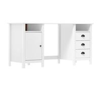 Bois de Pin Solide Bureau Gris Table d'Ordinateur Informatique Ecriture vidaXL