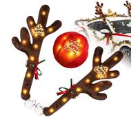 Bois de Renne Lumineux Décoratif pour Voiture SUV Décorations Extérieures | Kit de décorations automobile Noël Pour haut du toit extérieur camion et SUV fêtes du
