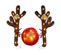 Bois de Renne Lumineux Décoratif pour Voiture SUV Décorations extérieures | Kit de décorations automobile Noël Pour haut du toit extérieur camion et SUV fêtes du