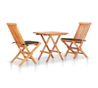 vidaXL Set de bistrot 3 pièces avec coussins taupe en teck massif