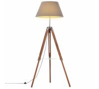 Bois de Teck Massif Lampadaire à Trépied Noir et Doré 141 cm Lampe vidaXL