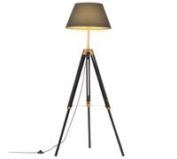 Bois de Teck Massif Lampadaire à Trépied Noir et Doré 141 cm Lampe vidaXL