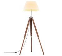 Bois de Teck Massif Lampadaire à Trépied Noir et Doré 141 cm Lampe vidaXL