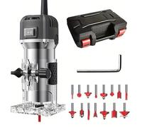 Bois Défonceuse Affleureuse Électrique 800W, Routeur à Bois Électrique 33000RPM, avec 15pcs 1/4"" Pinces, pour Travail du Bois