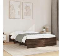 Bois d'ingénierie avec rangement Chambre à coucher Brun 120x190 cm | Cadre de lit sans matelas chêne marron 120x190 cm avec rangement latéral et sommier à lattes