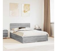Bois d'ingénierie avec Rangement Design Moderne Gris 140 x 200 cm | Cadre de lit Gris Sonoma 140x200 cm Bois d'ingénierie avec tiroirs de rangement et tête de lit moderne