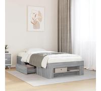 Bois d'ingénierie avec tiroirs de rangement sommier à lattes Gris 90x200 cm | Cadre de lit sans matelas sonoma gris 90x200 cm avec rangement, sommier à lattes inclus, bois résistant humide, chambre