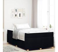 Bois d'ingénierie Cadre lit Moderne Design épuré 120 x 190 cm Noir | Lit avec Matelas Noir 120x190 cm Tissu Cadre en Bois Ensemble Complet Moderne pour Chambre Confort Ferme Durable