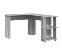Bois d'ingénierie de Sonoma gris de bureau d'angle avec des étagères | Design moderne, plateau de table rectangulaire, dimensions compactes, installation facile, étagères spacieuses