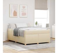 Bois d'ingénierie Design épuré Chambre Moderne 140 x 200 cm Crème | Cadre de lit avec matelas Crème 140x200 cm Tissu, Double Moderne avec Tête de Lit, Sommier à Lattes et Pieds Noirs, Design