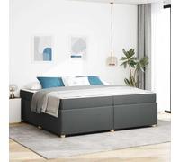 Bois d'ingénierie Design épuré Moderne Gris 200 x 200 cm | Cadre de lit avec matelas Gris foncé 200 x 200 cm tissu Literie moderne ensemble complet avec sommier teck et tête de lit