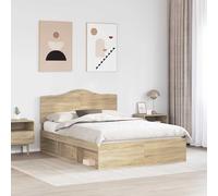 Bois d'ingénierie design épuré tête de lit pin massif marron 140 x 190 cm | Cadre de lit avec tête de Sonoma 140x190 cm Pin massif, sommier à lattes inclus, design moderne pour chambre à coucher, lit