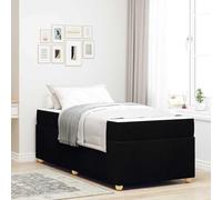 Bois d'ingénierie Design Moderne épuré 90 x 190 cm Noir | Cadre de lit complet avec matelas ensaché Noir 90x190 cm tissu industriel moderne sommier bois solide facile montage chambre