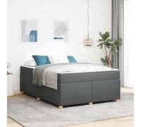 Bois d'ingénierie Design Moderne Gris 140 x 200 cm | Cadre de lit avec matelas Gris foncé 140 x 200 cm tissu, sommier à lattes inclus, double moderne avec tête de lit, pieds
