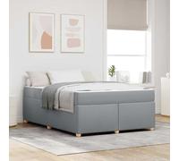 Bois d'ingénierie Design Moderne lit Plateforme Gris Clair 140 x 200 cm | Cadre de lit avec matelas Gris clair 140 x 200 cm tissu, sommier à lattes inclus, lit double confort ferme avec ressorts