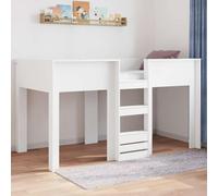 Bois d'ingénierie Durable Lit Superposé Modèle Moderne Blanc 100 x 200 cm | Lit Superposé Enfant avec Matelas Blanc 100x200 cm Bois d'ingénierie Échelle Intégrée pour Petite Chambre