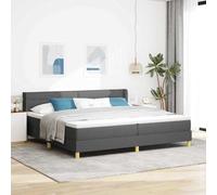 Bois d'ingénierie et pin Massif Chambre Moderne Gris 200 x 200 cm | Lit à Ressorts avec Matelas Empereur 200x200 Gris Foncé Polyester Tête de Lit Réglable Bois Massif Moderne Chambre