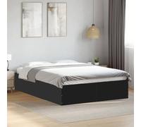 Bois d'ingénierie Lattes Soutien optimisé lit Moderne Noir 135x190 cm | Cadre de lit sans matelas noir 135x190 cm, sommier à lattes en bois d’ingénierie durable, design moderne pour chambre