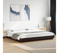 Bois d'ingénierie LED RVB chambre Modèle Standard Noir 180x200 cm | Cadre de lit LED bois ingénierie noir 180x200 cm sans matelas RVB sommier lattes contemporain