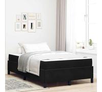 Bois d'ingénierie Moderne Chic Chambre contemporaine 120 x 200 cm Noir | Cadre de lit avec matelas Noir 120 x 200 cm tissu Lit moderne sommier à lattes fixe confortable chambre