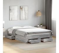 Bois d'ingénierie Moderne tiroirs modulable Gris 120x200 cm | Cadre de lit avec tiroirs et sommier, sonoma gris 120x200 cm, sans matelas, rangement intégré
