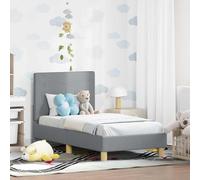 Bois d'ingénierie robuste avec rangement intégré Gris clair 70 x 140 cm | Cadre de lit tout-petit Gris clair tissu avec tête de lit et rangement bois massif 140x70cm