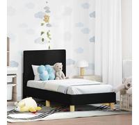 Bois d'ingénierie Robuste avec Rangement intégré Moderne Noir 70 x 140 cm | Cadre de lit pour tout-petit avec tête de lit Noir 70 x 140 cm, bois ingénierie, rangement intégré, design bas sans sommier,