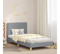 Bois d'ingénierie robuste avec rangements intégrés Gris clair 80 x 200 cm | Cadre de lit enfant avec tête de lit Gris clair tissu, rangement intégré, design bas sans sommier, bois ingénierie 80x200cm,